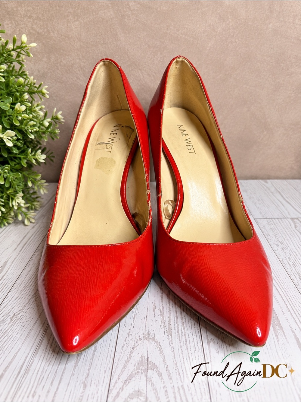 Nine West Red Patent Pointed-Toe Pumps — Classic Stiletto